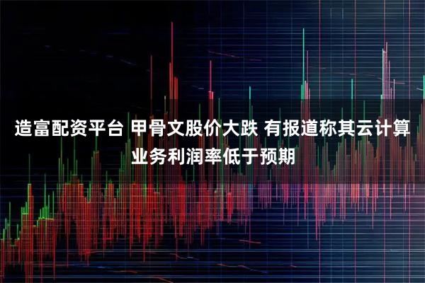 造富配资平台 甲骨文股价大跌 有报道称其云计算业务利润率低于预期